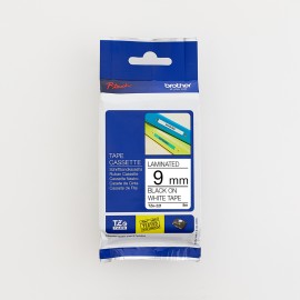 Brother 9MM Black on White Laminated tape