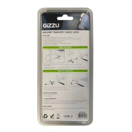 GIZZU 1.8m T-Bar Laptop Cable Lock Master Key Compatible GIZZU 1.8m T-Bar Laptop Cable Lock Master Key Compatible