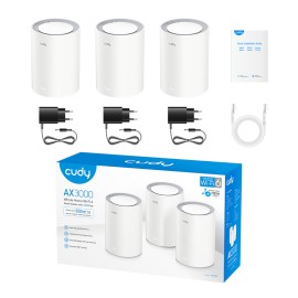 Cudy AX3000 Wi-Fi 6 Mesh Kit 3 Pack - White Cudy AX3000 Wi-Fi 6 Mesh Kit 3 Pack - White
