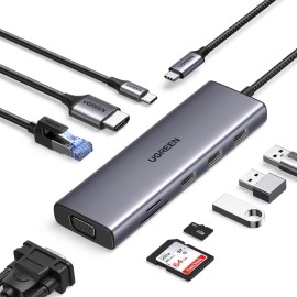 UGREEN 9-in-1 Type-C Hub | HDMI | VGA | LAN | SD/TF | 100W PD | USB3.0 UGREEN 9-in-1 Type-C Hub | HDMI | VGA | LAN | SD/TF | 100W PD | USB3.0