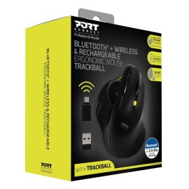 Port Connect Bluetooth + Wireless Rechargeable Ergonomic Trackball Mouse Port Connect Bluetooth + Wireless Rechargeable Ergonomic Trackball Mouse