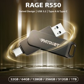 Patriot Rage R550 256GB USB3.2 Swing Type A to Type-C Flash Drive Patriot Rage R550 256GB USB3.2 Swing Type A to Type-C Flash Drive