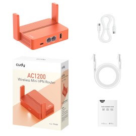 Cudy AC1200 Wi-Fi Mini VPN Router - Orange Cudy AC1200 Wi-Fi Mini VPN Router - Orange
