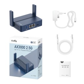 Cudy AX3000 2.5G Wi-Fi 6 Mini VPN Travel Router - Navy Blue Cudy AX3000 2.5G Wi-Fi 6 Mini VPN Travel Router - Navy Blue