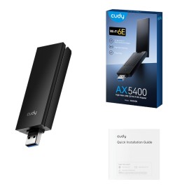 Cudy AX5400 Wi-Fi 6E USB 3.0 Tri-Band High-Gain Adapter-Black Cudy AX5400 Wi-Fi 6E USB 3.0 Tri-Band High-Gain Adapter-Black