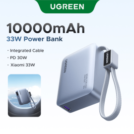 UGreen Nexode 10000mAh 30W Power Bank with Built-in USB Type-C Cable