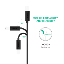 UGreen USB Type-C to B Male Printing Cable 2m - Black UGreen USB Type-C to B Male Printing Cable 2m - Black