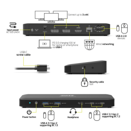 PORT Office docking station 3 X 4 USB-C 11 devices 100W PORT Office docking station 3 X 4 USB-C 11 devices 100W