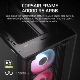Corsair FRAME 4000D RS ARGB Modular Mid-Tower PC Case - Black Corsair FRAME 4000D RS ARGB Modular Mid-Tower PC Case - Black