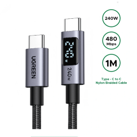UGREEN 240W USB Type-C Cable with LED Display 1M UGREEN 240W USB Type-C Cable with LED Display 1M