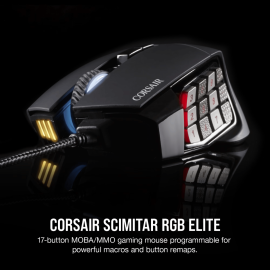 Corsair SCIMITAR RGB ELITE Optical 18 000 DPI MOBA/MMO Gaming Mouse - Black Corsair SCIMITAR RGB ELITE Optical 18 000 DPI MOBA/MMO Gaming Mouse - Black