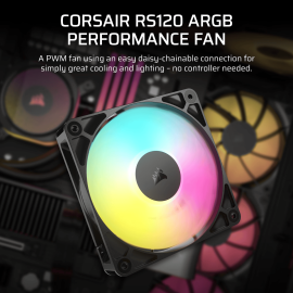 Corsair RS120 ARGB 120mm PWM Fan - Black Corsair RS120 ARGB 120mm PWM Fan - Black