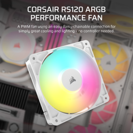 Corsair RS120 ARGB 120mm PWM Fan - White Corsair RS120 ARGB 120mm PWM Fan - White