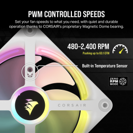 Corsair iCUE LINK QX120 RGB 120mm PWM PC Fan Expansion Kit - White Corsair iCUE LINK QX120 RGB 120mm PWM PC Fan Expansion Kit - White