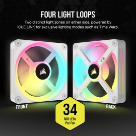 Corsair iCUE LINK QX120 RGB 120mm PWM PC Fan Expansion Kit - White Corsair iCUE LINK QX120 RGB 120mm PWM PC Fan Expansion Kit - White